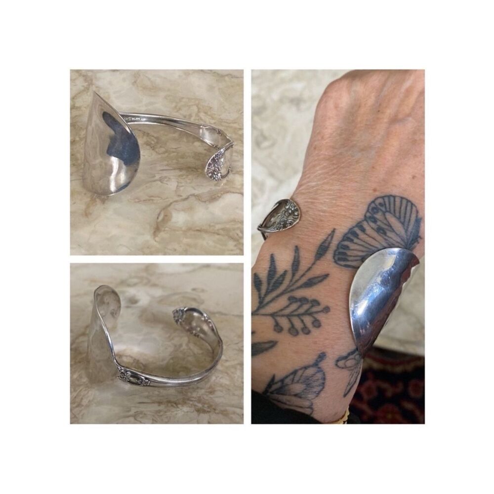 Gorham Sterling Silver Plate Handcrafted Spoon Cuff Bracelet